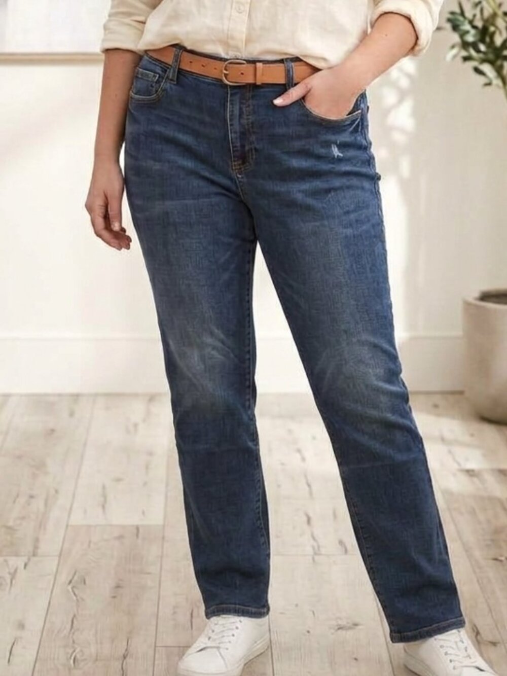 CAbi True Boyfriend Jeans Size 14 Blue Denim Style #5494